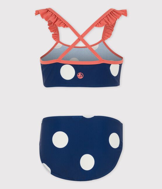 Costume a 2 pezzi bambina a pois blu MEDIEVAL/bianco MARSHMALLOW