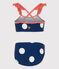 Costume a 2 pezzi bambina a pois blu MEDIEVAL/bianco MARSHMALLOW
