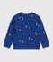 Felpa in cotone con stampa animalier bambino blu/multicolore