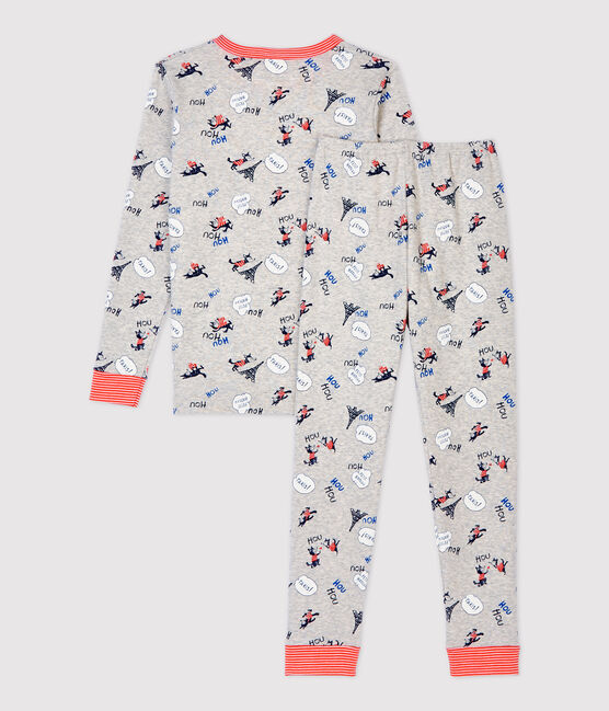 Pigiama bambino snugfit fantasia Parigi in cotone biologico grigio BELUGA/bianco MULTICO