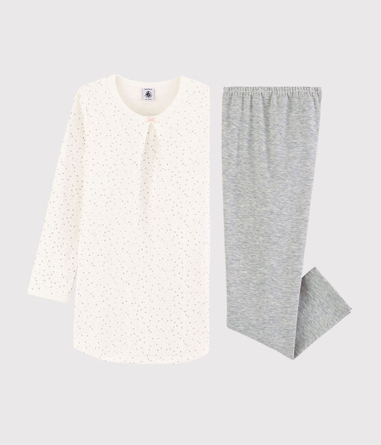 Camicia da notte a stelle con leggings bambina in tubique bianco MARSHMALLOW/grigio ARGENT