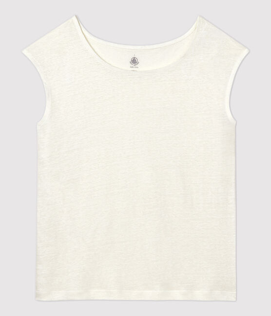 T-shirt in lino tinta unita Donna bianco MARSHMALLOW