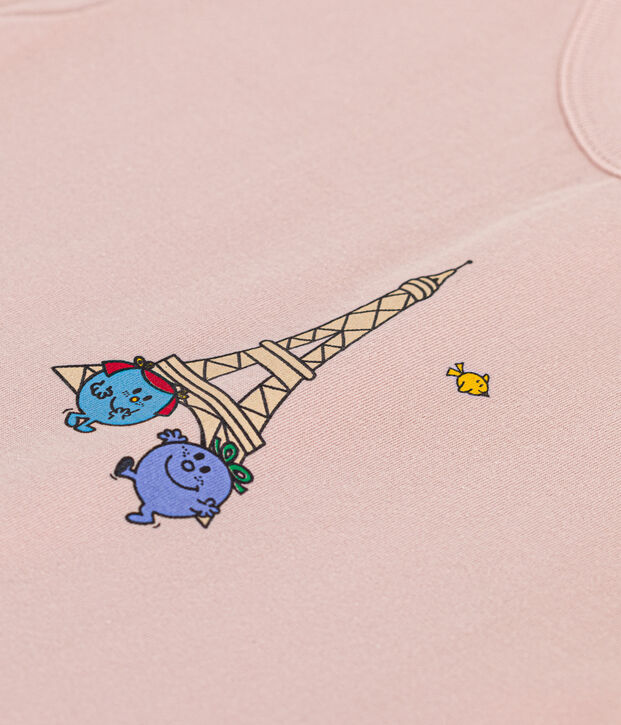 T-shirt Monsieur Madame in cotone neonato rosa