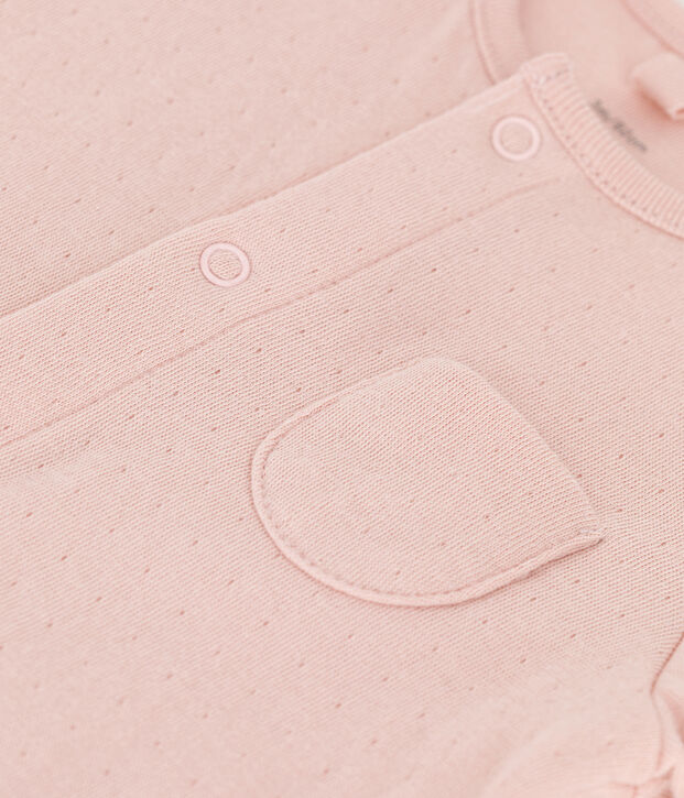 Tutina lunga beb&egrave; in tubique biologico tinta unita rosa