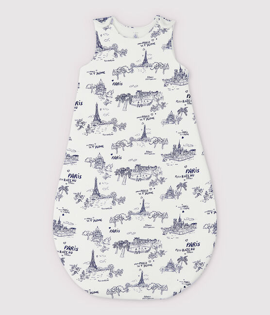 Sacco nanna tela di Jouy Parigi bebè in costina bianco MARSHMALLOW/blu MEDIEVAL