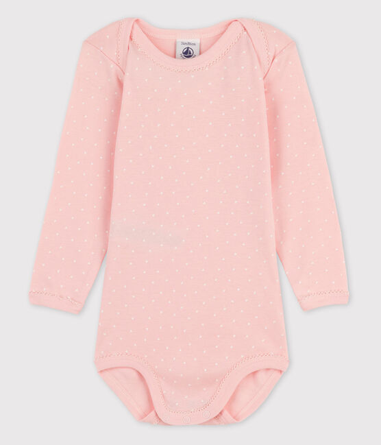 Body manica lunga bebè femmina rosa MINOIS/bianco MARSHMALLOW