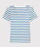 T-shirt L'ICONIQUE scollo a V in cotone bio donna bianco MARSHMALLOW/blu DELFT