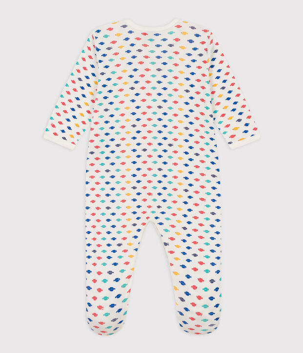 Tutina pigiama animali marini in cotone bianco/multicolore