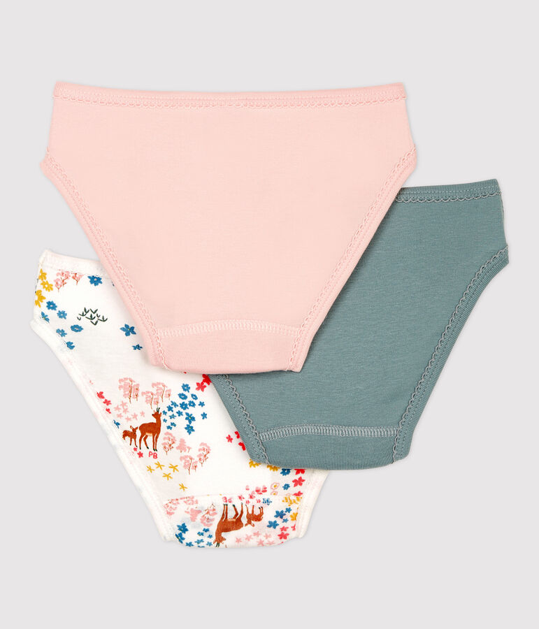 Confezione da 3 slip bambina in cotone biologico multicolore