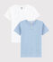 Duo t-shirt bambino maniche corte millerighe blu in cotone biologico variante 1