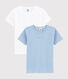 Duo t-shirt bambino maniche corte millerighe blu in cotone biologico