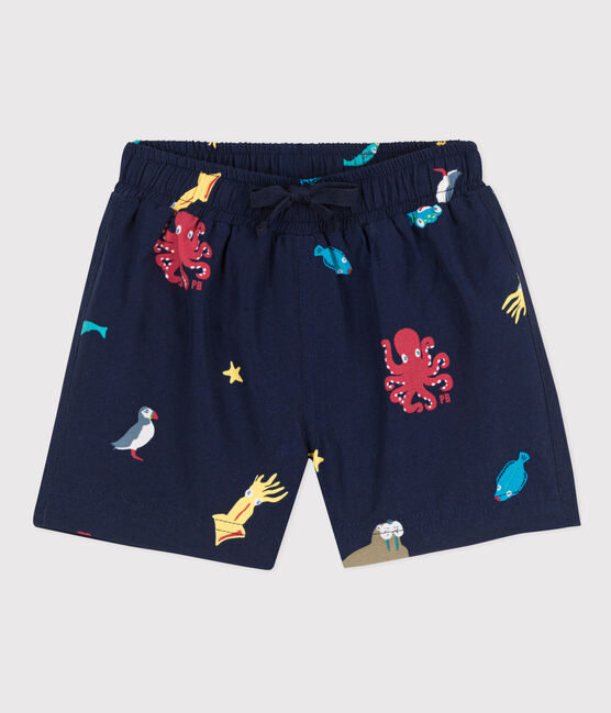 Shorts mare in materiale riciclato per bebè blu MEDIEVAL/bianco MULTICO