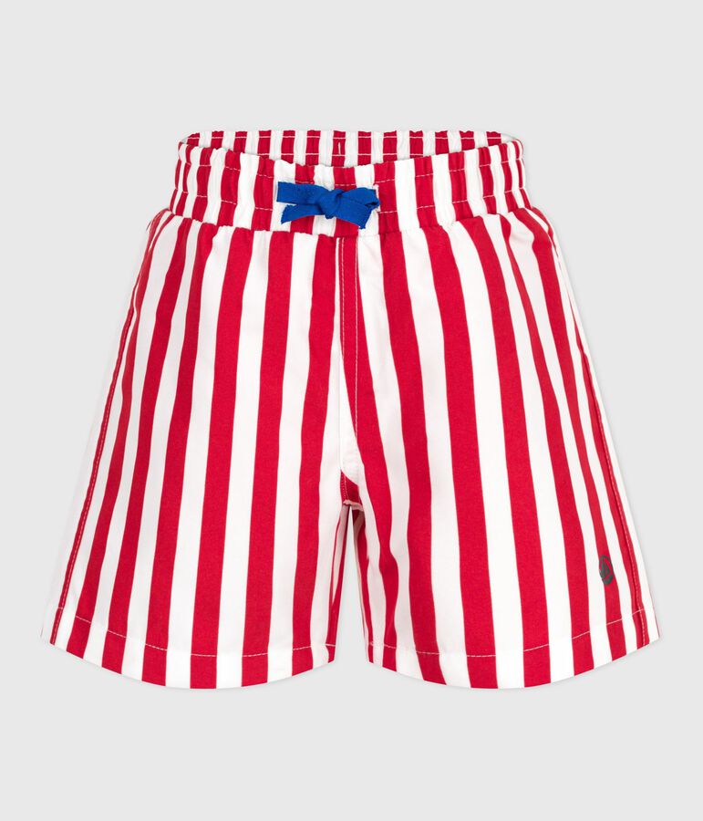 Shorts da mare a righe bambino bianco/rosso