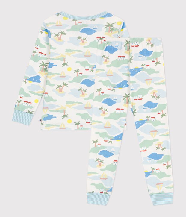 Pigiama in cotone fantasia bambino bianco/multicolore