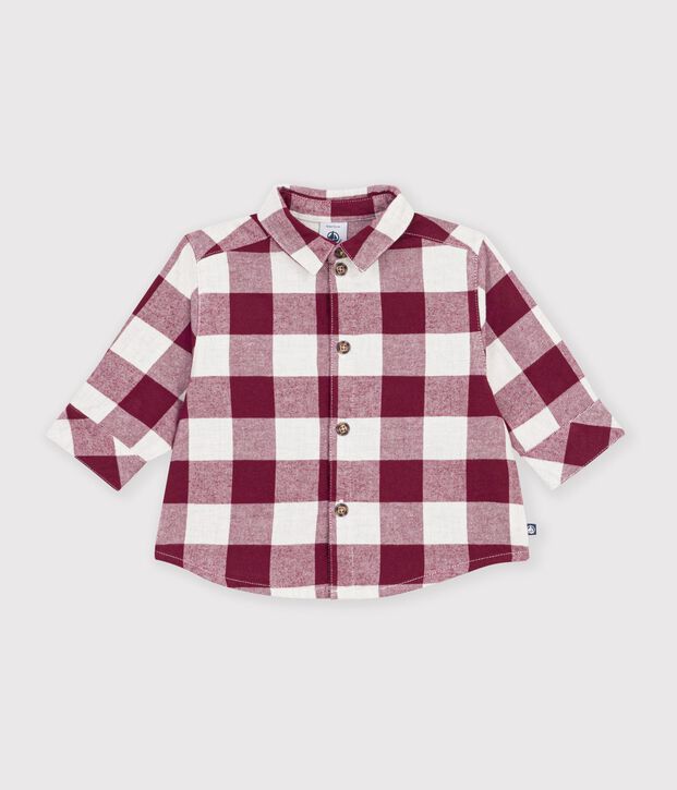 Camicia in flanella a quadri neonato marrone/beige