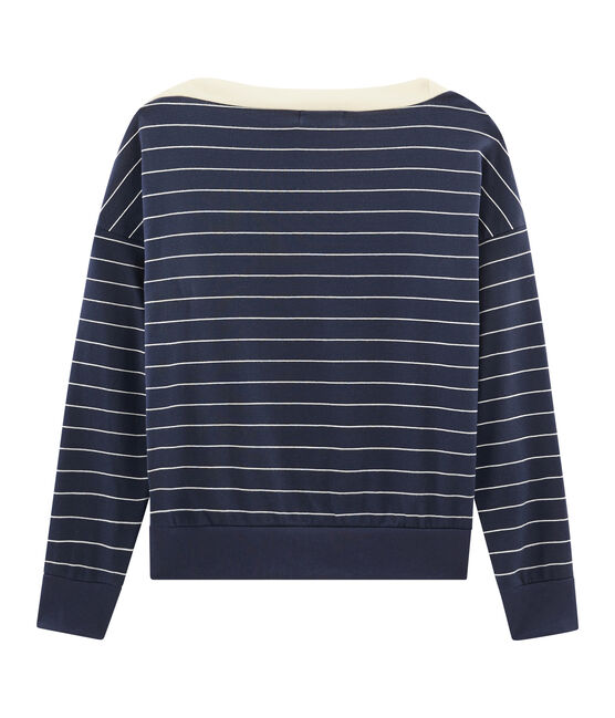 Felpa maniche lunghe donna blu SMOKING/beige COQUILLE