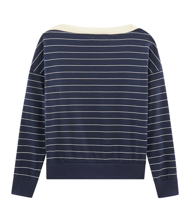 Felpa maniche lunghe donna blu/bianco