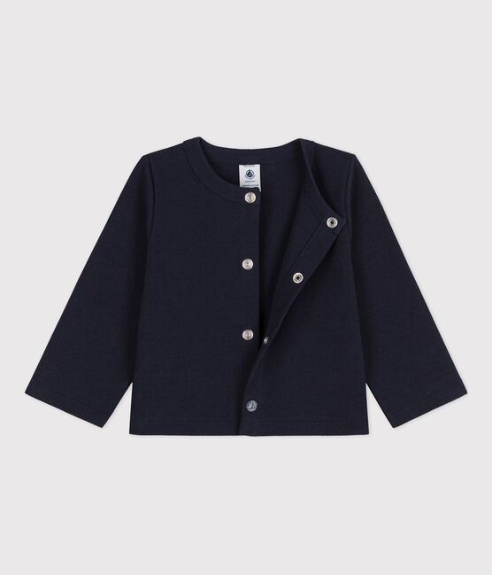 Cardigan a tinta unita in jersey spesso per neonati blu SMOKING
