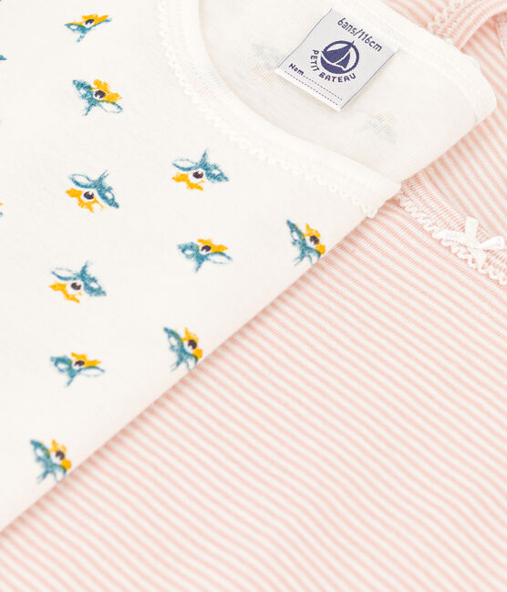 Confezione da 2 t-shirt manica lunga bambina in cotone motivo fiore variante 1