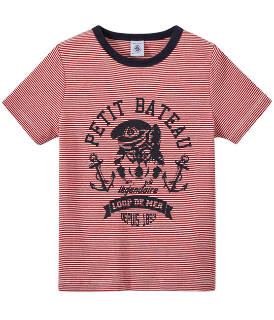 T-shirt bambino millerighe rosso TERKUIT/bianco MARSHMALLOW