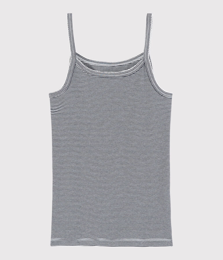 Canottiera con spalline iconica in cotone a righe Donna blu SMOKING/bianco MARSHMALLOW