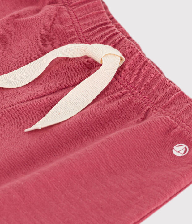 Shorts beb&egrave; in jersey fiammato tinta unita rosa