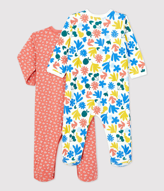 Confezione da 2 tutine pigiama a fiori bebè in cotone variante 1