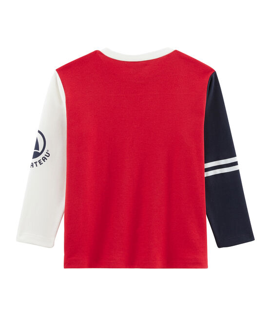 T-shirt a maniche lunghe bambino rosso TERKUIT/bianco MULTICO CN