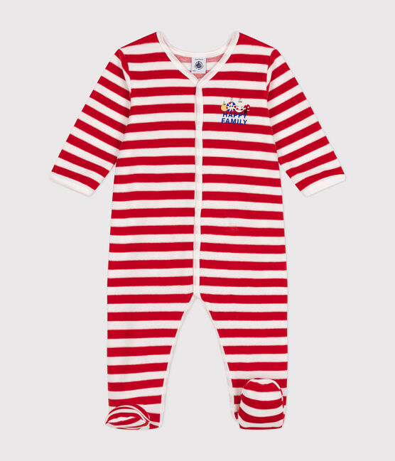 Pigiama di Natale in velluto neonato rosso AURORA/ MARSHMALLOW