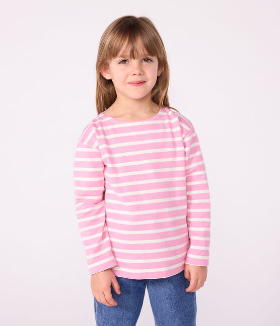 Marinière in cotone bambina rosa BOUDOIR/ MILK