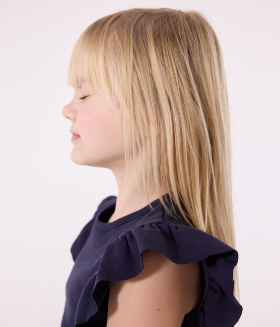 T-shirt bambina in cotone blu SMOKING