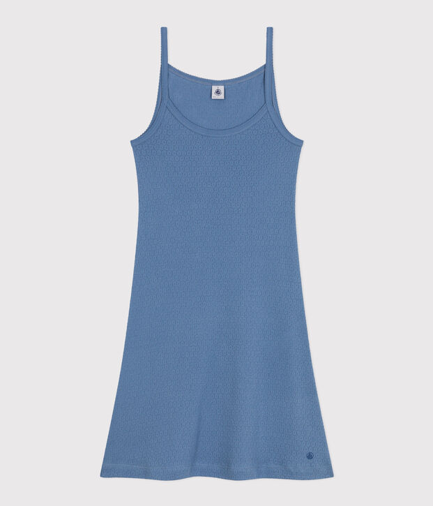 Babydoll in cotone traforato donna blu
