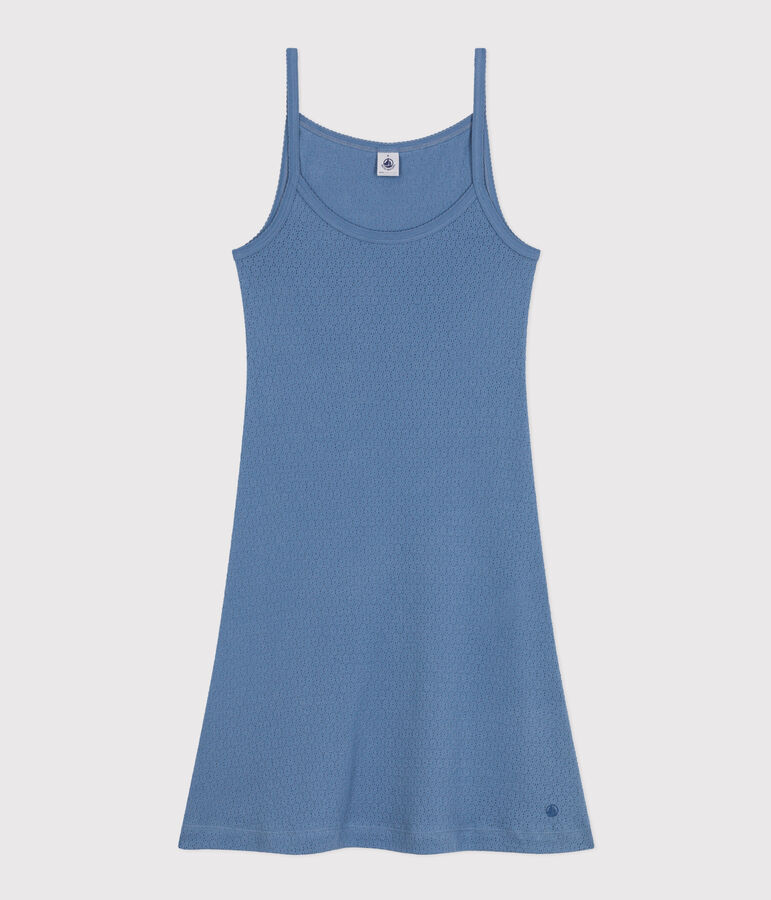 Babydoll in cotone traforato donna blu