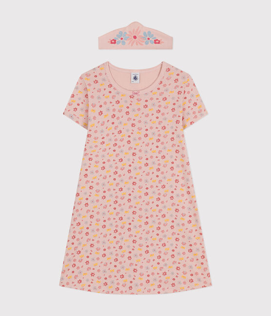 Camicia da notte e diadema in cotone fiorato bambino rosa SALINE/bianco MULTICO