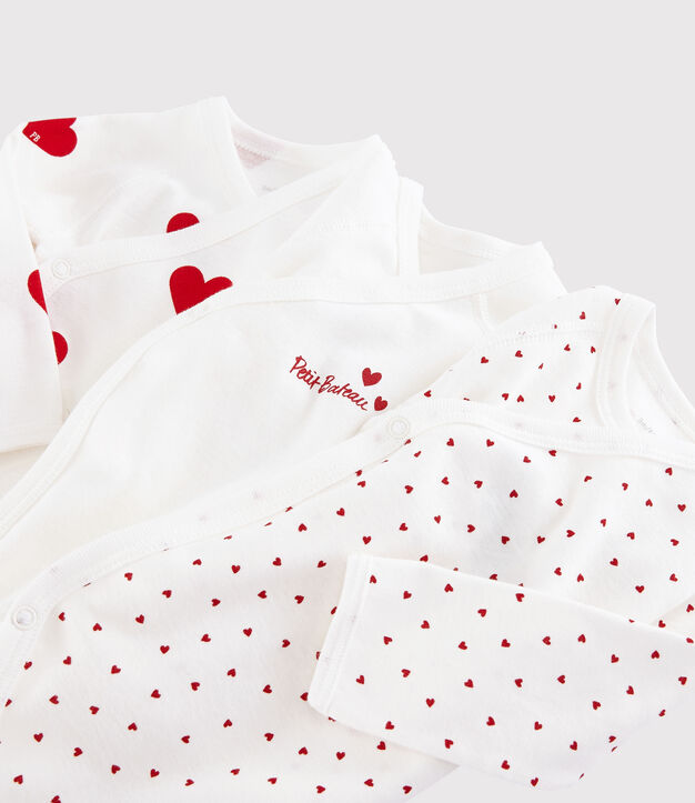 Set di body incrociati a maniche lunghe in cotone con stampa a cuori per neonato/a multicolore