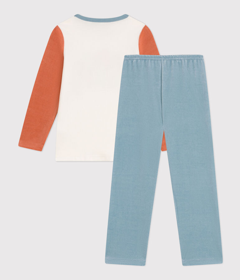 Pigiama bambino unisex in ciniglia blu/multicolore