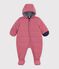 Tutina imbottita in poliestere tinta unita neonato rosa