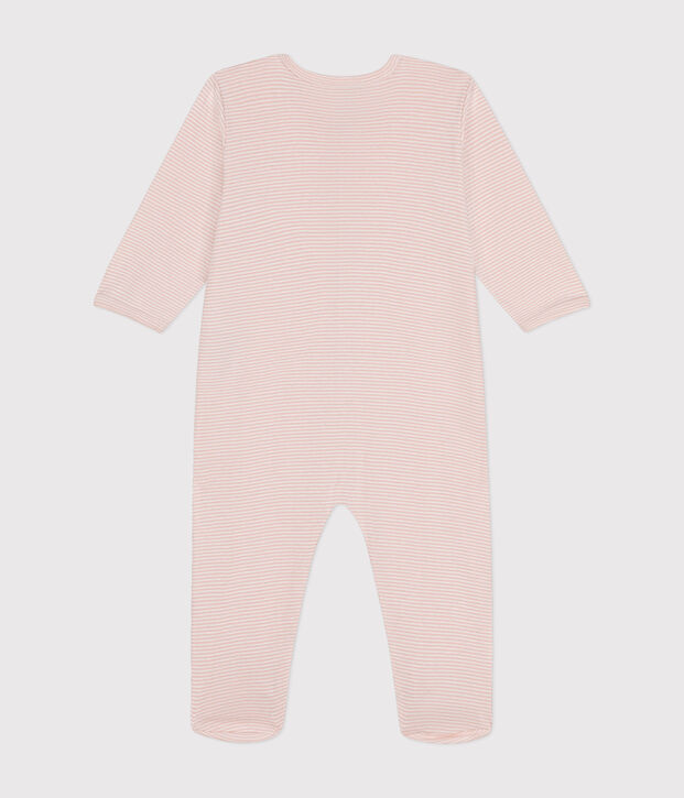 Pigiama in cotone neonato rosa/bianco