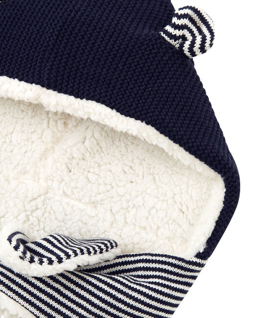 Cappellino-sciarpa in tricot bebè. blu SMOKING/bianco MARSHMALLOW
