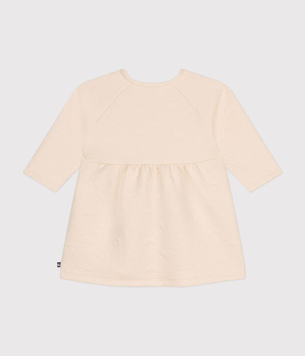 Abito a maniche lunghe in tubique trapuntato neonato ecru