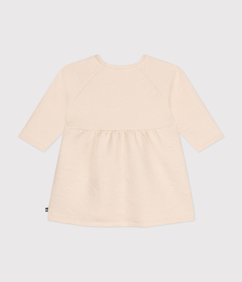 Abito a maniche lunghe in tubique trapuntato neonato ecru