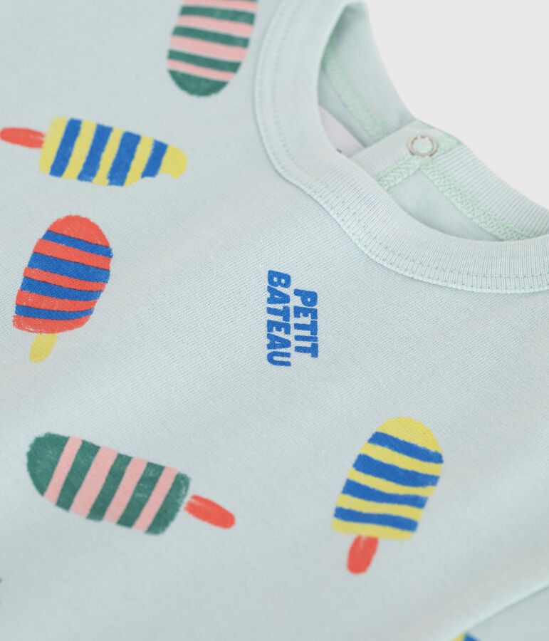 T-shirt a maniche corte in cotone con gabbiani stampati neonato blu/multicolore