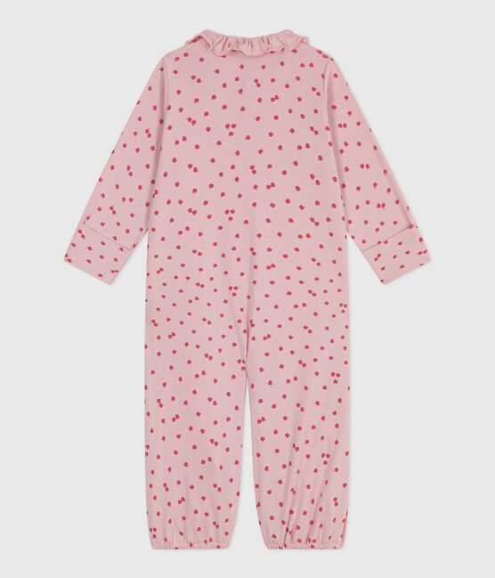Tutina e sacco nanna in cotone con colletto e stampa neonato rosa JOLI/bianco MULTICO