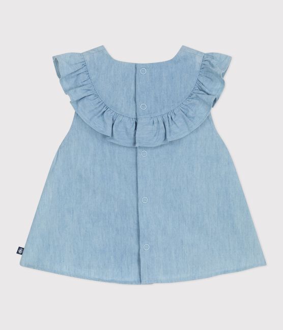 Blusa senza maniche in chambray di cotone ricamato neonato blu BLEU CLAIR