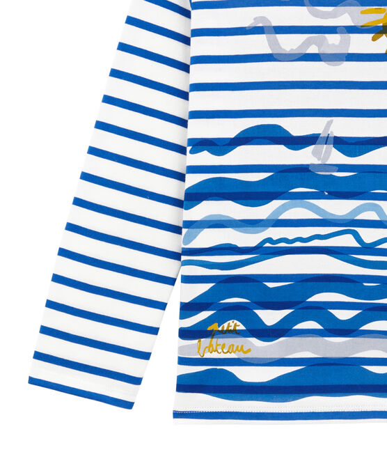 Maglia alla marinara da bambino con decorazioni creative bianco MARSHMALLOW/blu PERSE