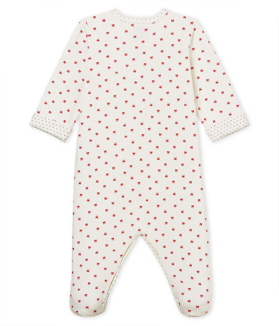 Tutina pigiama bambina in tubique bianco MARSHMALLOW/rosso TERKUIT