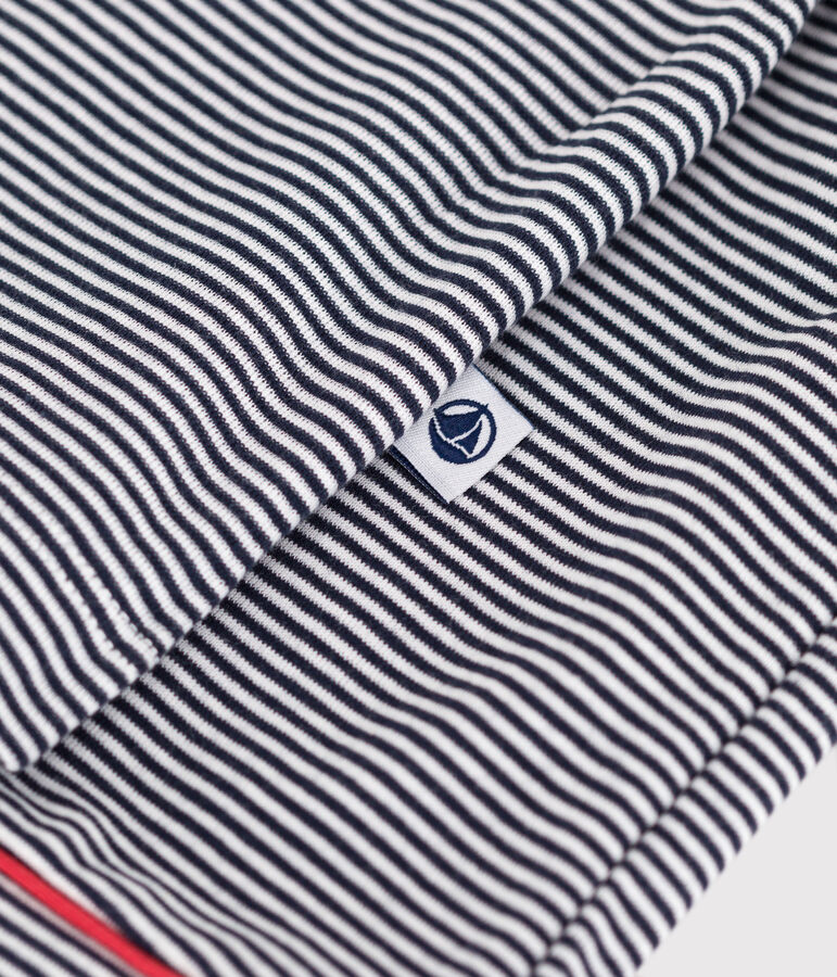 Pigiama corto da donna in cotone a righe con bottoni blu SMOKING/bianco MARSHMALLOW