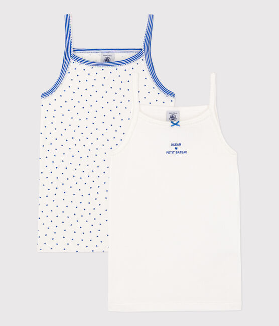 Confezione da 2 canottiere con spalline in cotone bambina variante 1