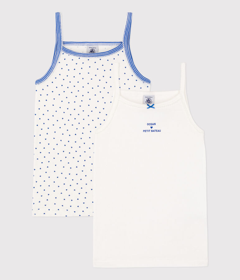 Confezione da 2 canottiere con spalline in cotone bambina multicolore