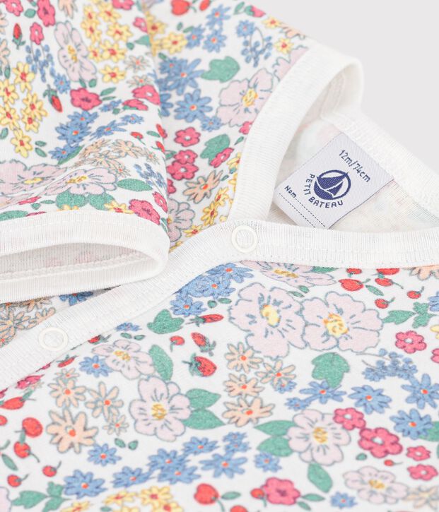 Pigiama senza piedini per neonati in cotone con stampa floreale bianco/multicolore